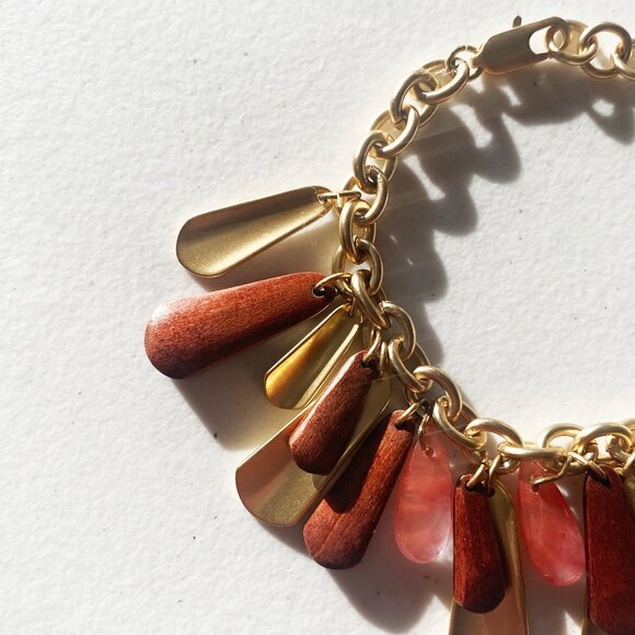 Ellen Tracy Gold Hanging Pendants Bracelet - Picture 4 of 6